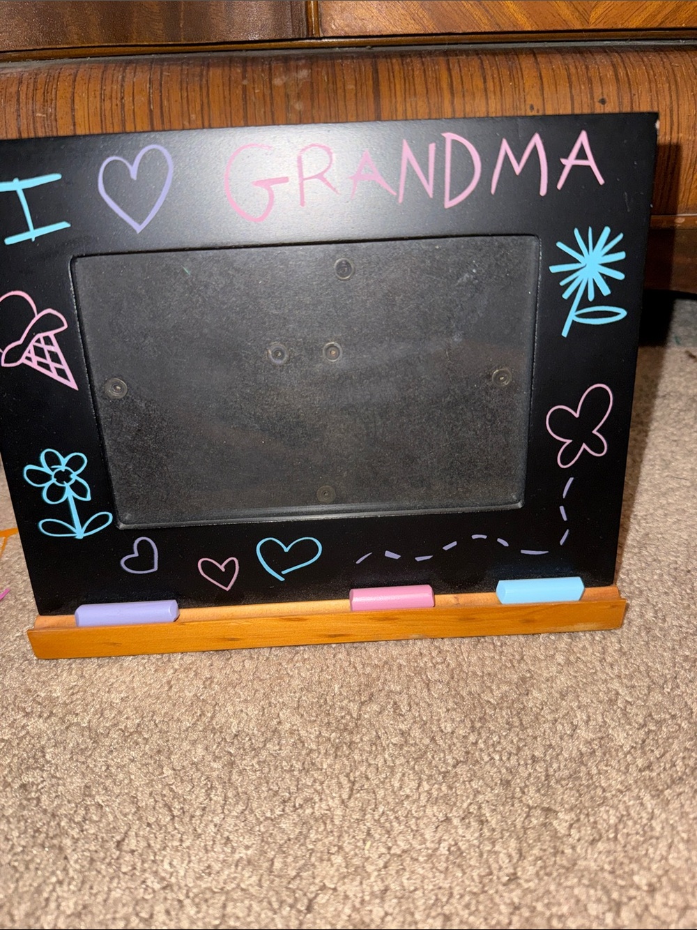 I Love Grandma Chalkboard Picture Frame with Wooden Base